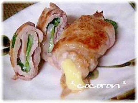 巻くだけ!薄切り豚ロースの紫蘇チーズ巻き♪